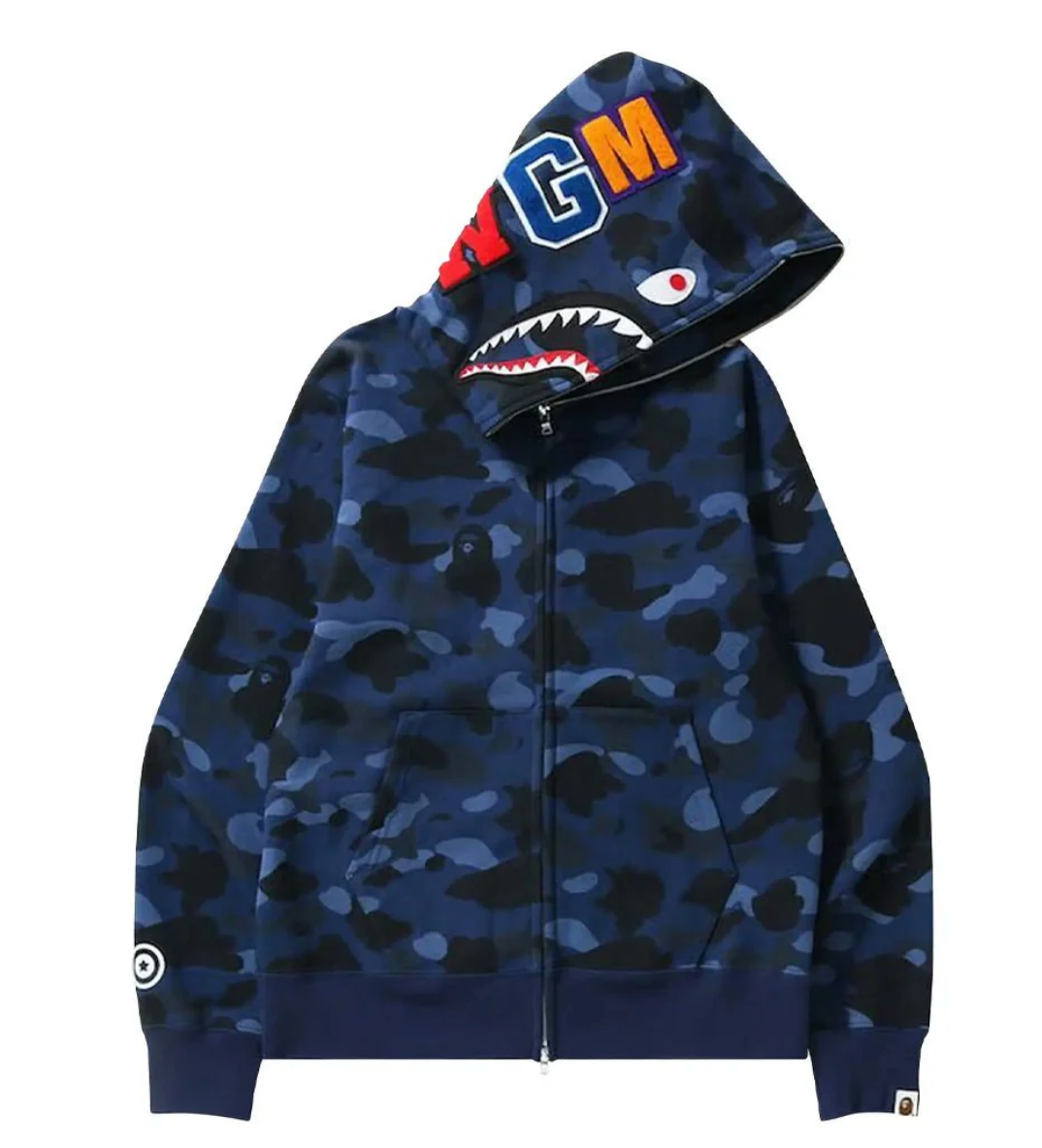 BAPE Color Camo Shark Full Zip Hoodie - Navy