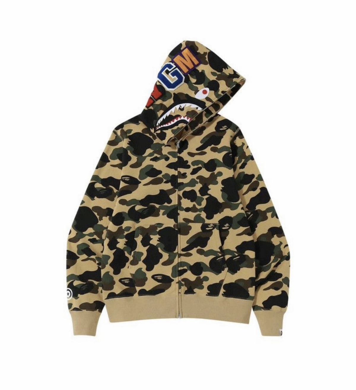 BAPE 1st Camo Shark Full Zip Hoodie - Yellow