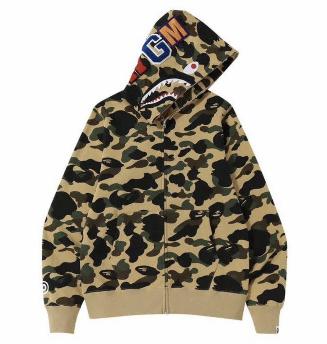 BAPE 1st Camo Shark Full Zip Hoodie - Yellow