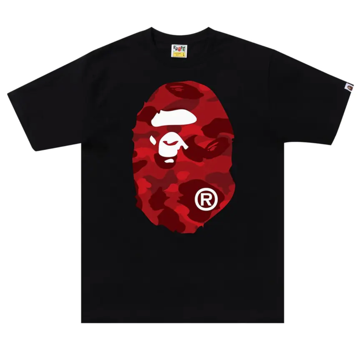 BAPE Color Camo Big Ape Head Tee - Black/Red