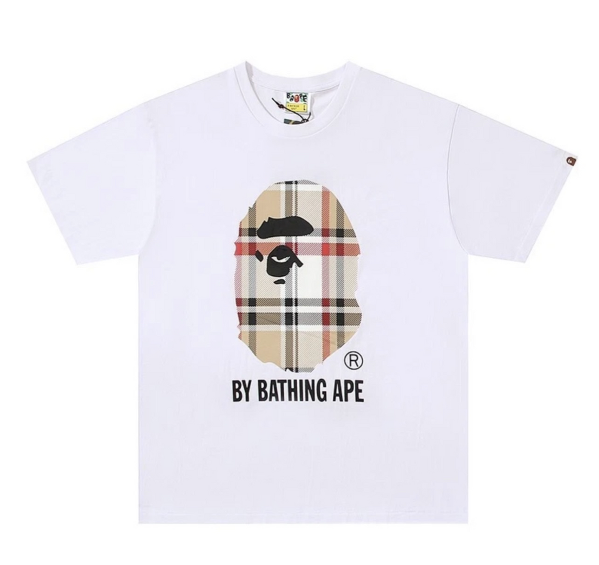 BAPE Check Big Ape Head Tee - White