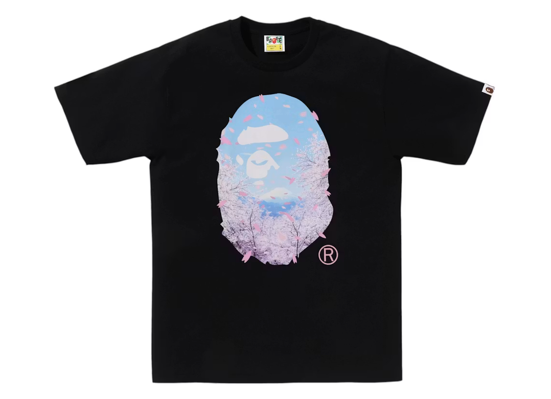 BAPE Sakura Photo Ape Head Tee - Black