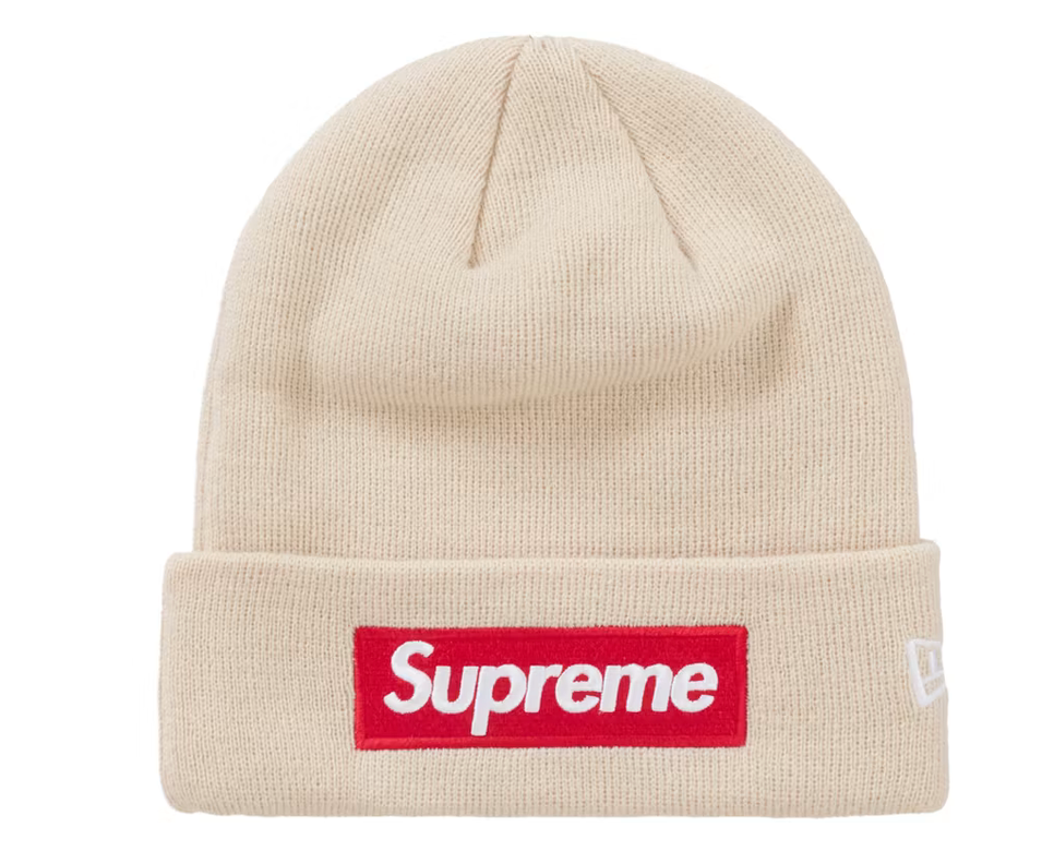 Supreme New Era Box Logo Beanie (FW24) - Stone