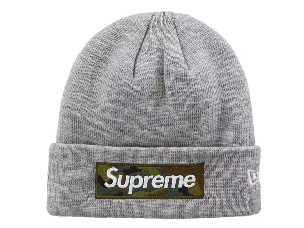 Supreme New Era Box Logo Beanie (FW23) - Heather Grey