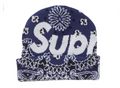 Supreme Bandana Big Logo Beanie - Navy Blue