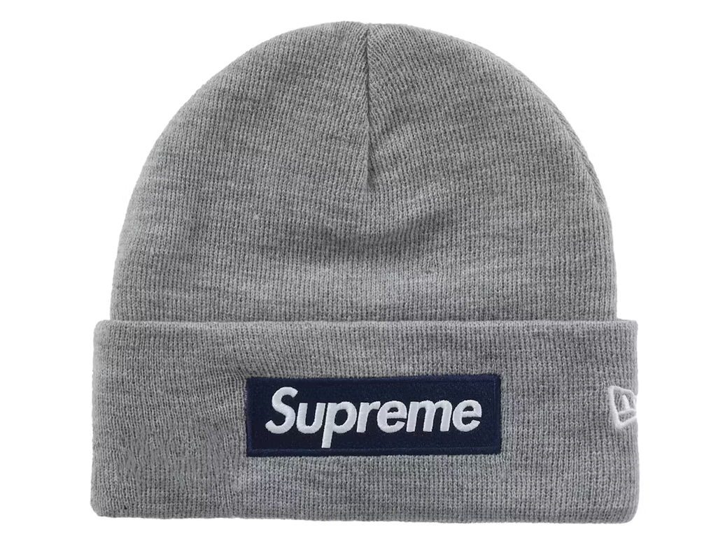 Supreme New Era Box Logo Beanie (FW25) - Heather Grey