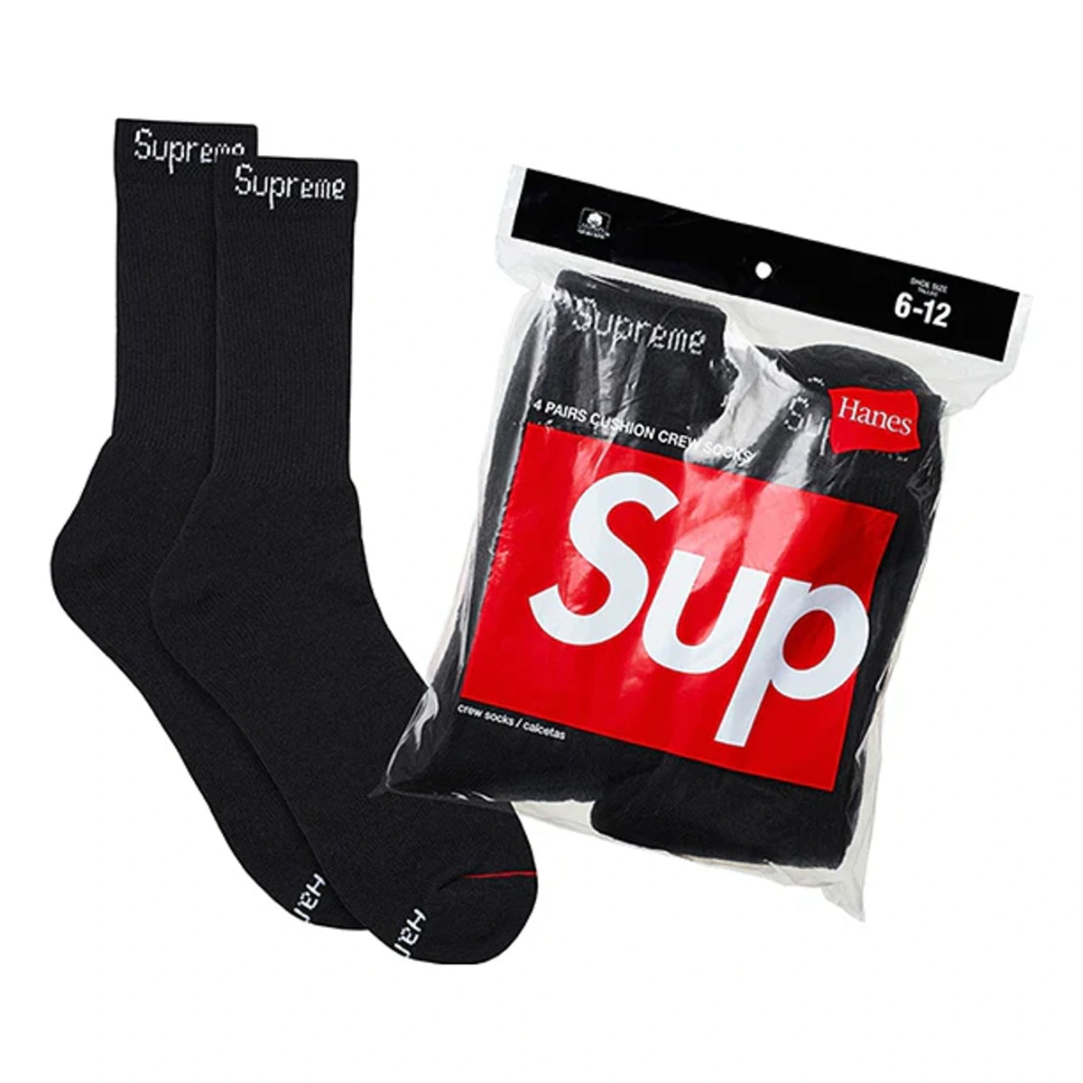 Supreme Socks Black (4 Pack)